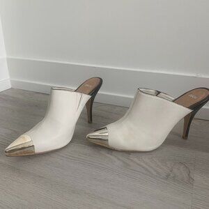 Asos white faux leather heeled mules size 9